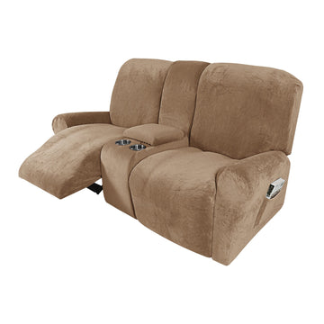 Velvet Recliner Sofa Cover with Middle Console Slipcover For 1/2/3 Seater