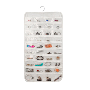 Double Sided Hanging Jewelry Organizer (80 Pockets, 33.5*17 in)