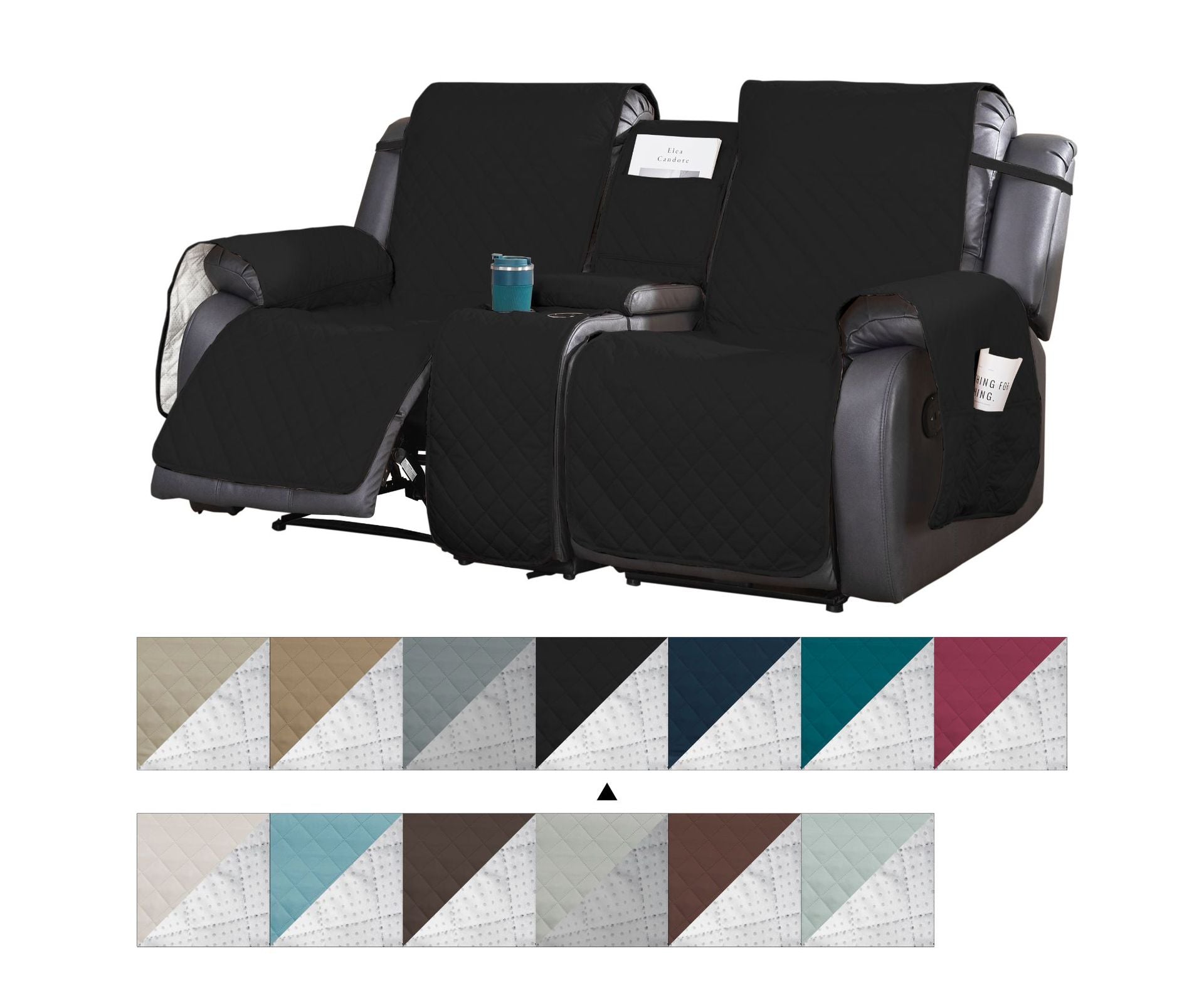 Waterproof Recliner Loveseat Cover with Console, Non-Slip Couch