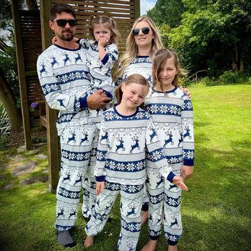 Moose Cartoon Printed Family Matching Christmas Pajamas Sets