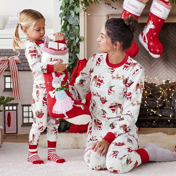 2025 Christmas Family Outfits Santa Claus Print Pajamas