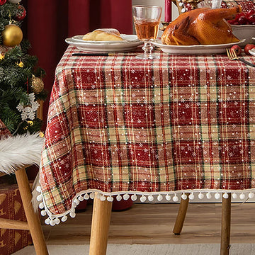 Christmas Snowflakes Plaids Tablecloth