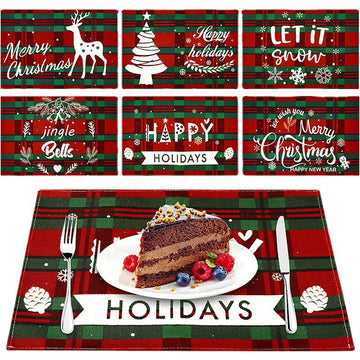 Snowman Cardinals Trees Christmas Placemats for Dining Table