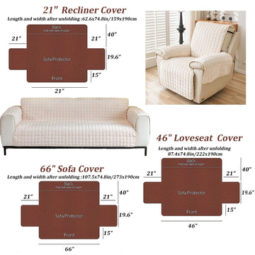 Large Plush Recliner Slipcover Sofa Protector with Side Pocket