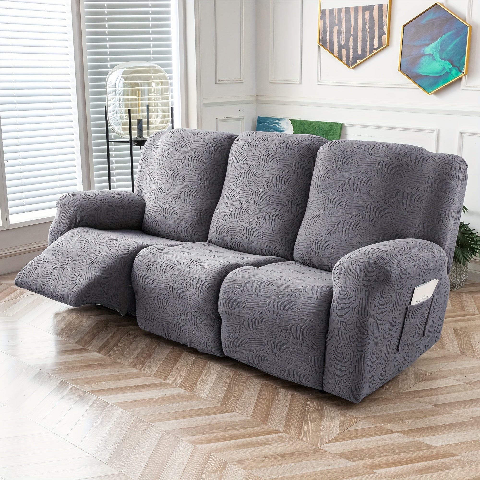 Leopard Recliner Cover Stretch Recliner Slipcover With Elastic Bottom (3Seat)