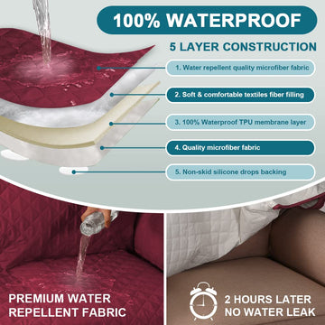100% Waterproof Non Slip Wingback Chair Covers