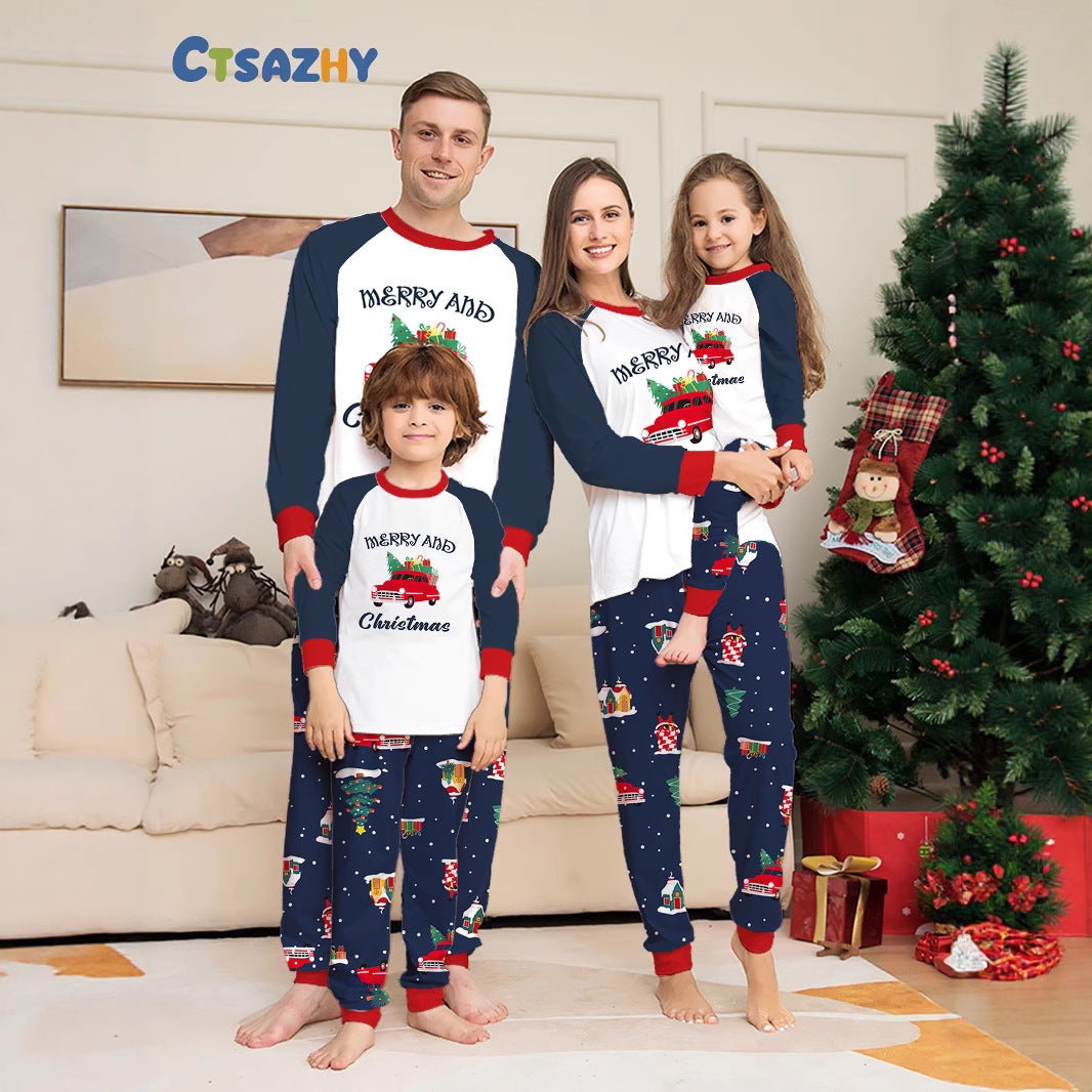 Car Letter Print Pajamas Family Christmas Pajamas