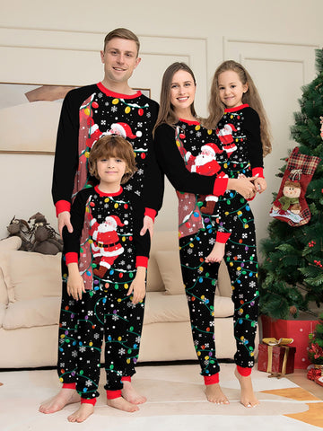 Santa Claus Light Print Christmas Pajamas Family Holiday Pajamas