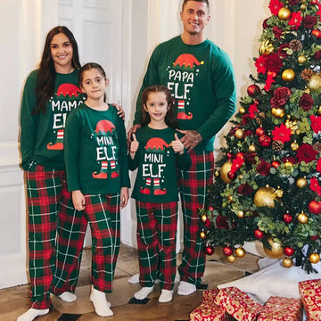 Elf Printed Family Matching Christmas Pajamas Sets