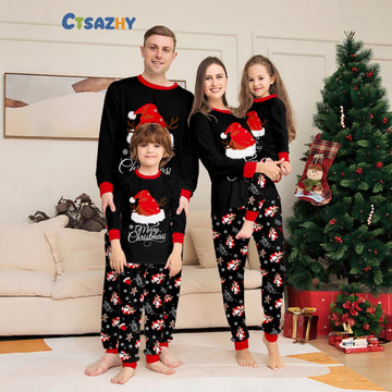 Family Christmas Pajamas Christmas Hat Print Loungewear Family Look