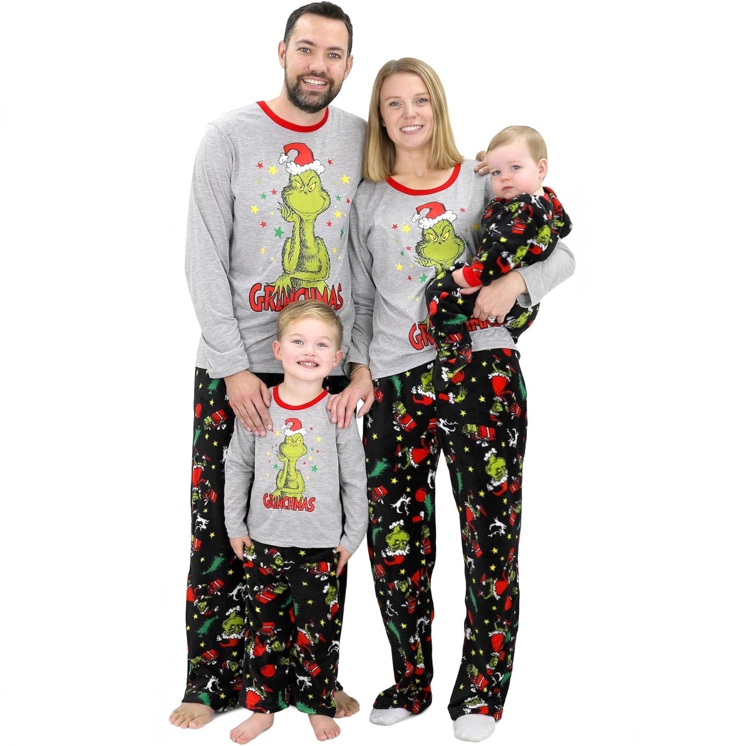 Grinch Christmas Pajamas Set Long Sleeve Top Family Matching Pjs