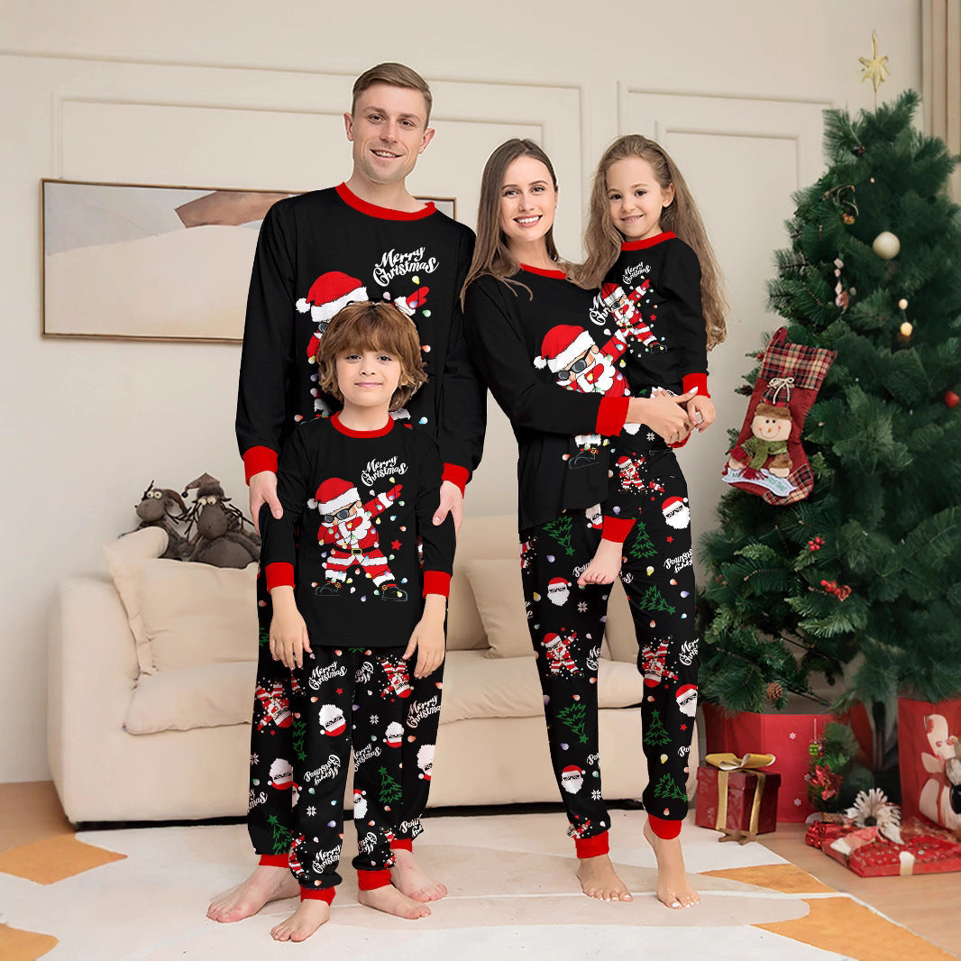 Family Christmas Pajamas Santa Claus Lantern Print Matching Family Pajamas