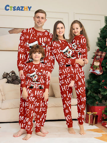 Superman Pose Lights HO Print Pajamas New Year Family Christmas Pajamas