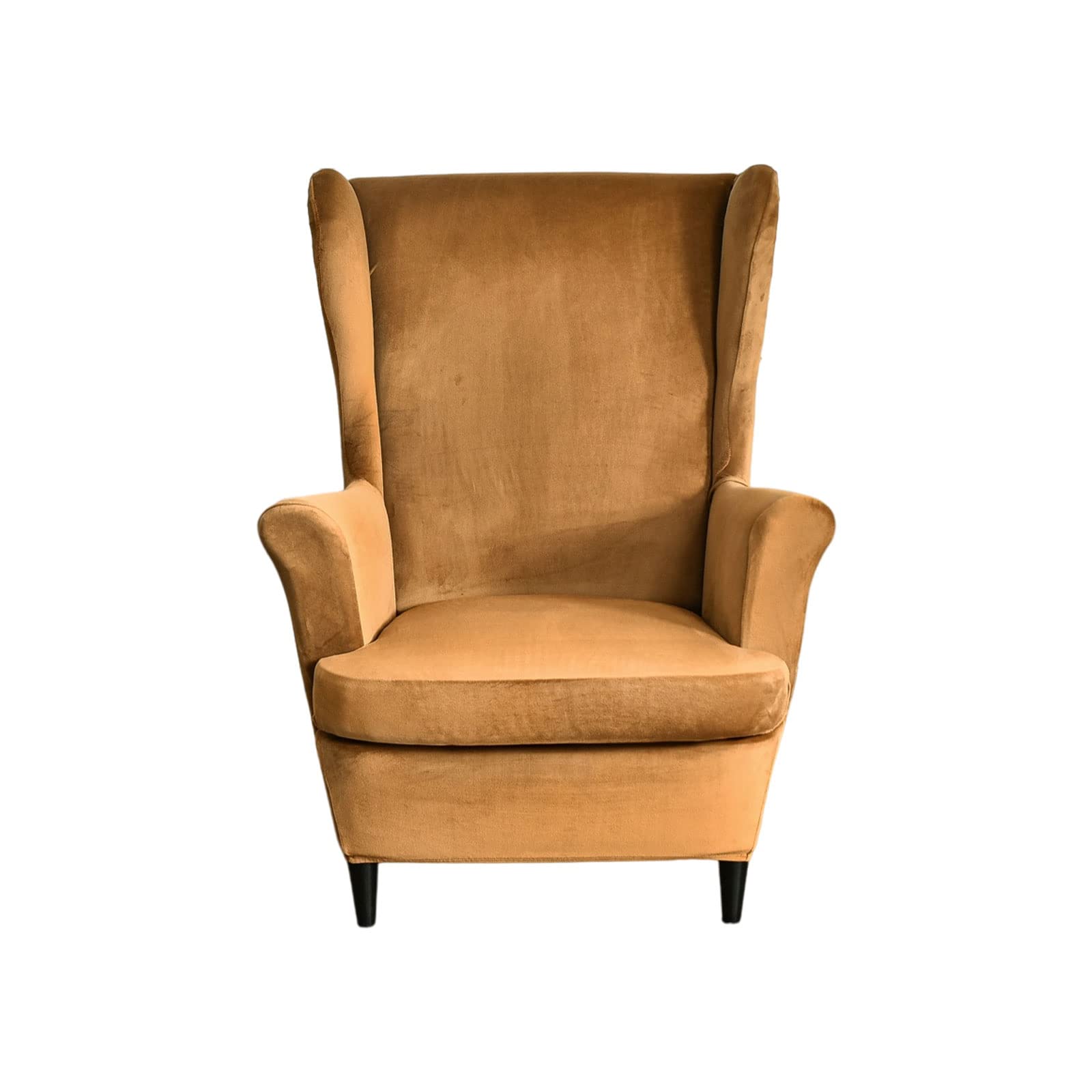 2 Piece Stretch Wingback Chair Cover For Living Room Bedroom  (Spandex Print & Velvet）