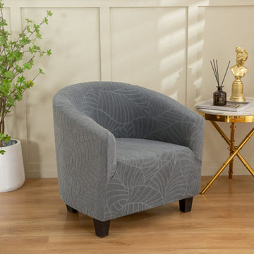 Thick Jacquard Leaf Pattern Tub Chair Slipcover