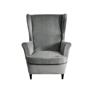 2 Piece Stretch Wingback Chair Cover For Living Room Bedroom  (Spandex Print & Velvet）
