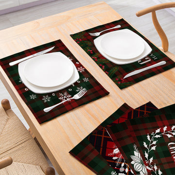 Cotton Plaid Placemats For Dining Table