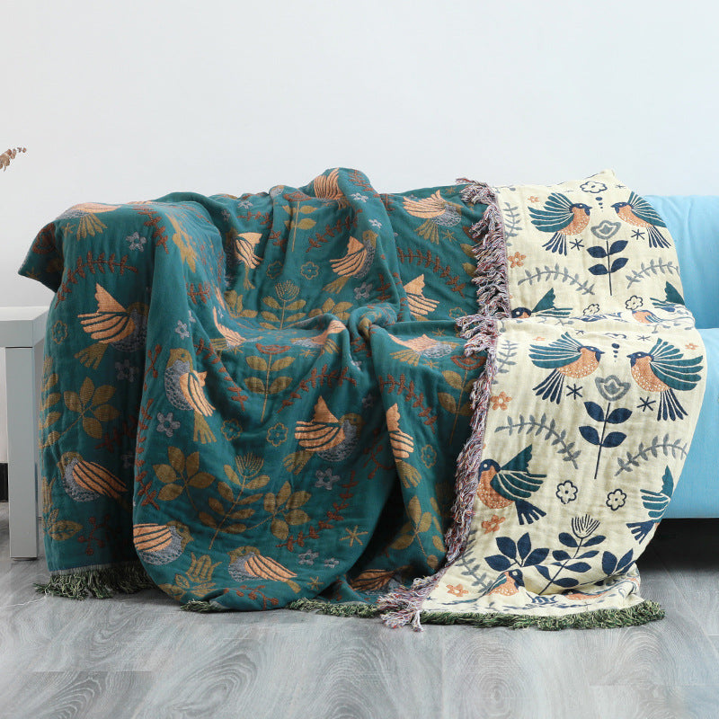 Double-Sided Boho Style Sofa Cover Throw Blanket Bedspread