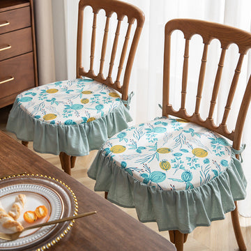 Removable and Washable Frill Floral Dining Chair Cushion