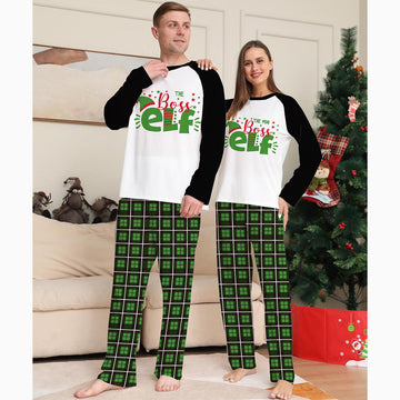 Christmas Letter Green Plaid Family Matching Pajamas Sets