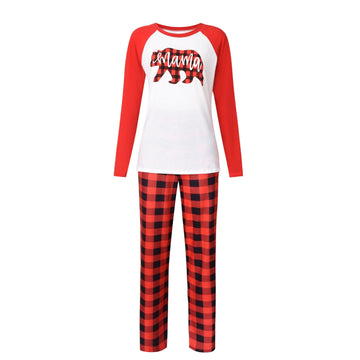 Family Matching Bear Print Plaid Pajamas Set