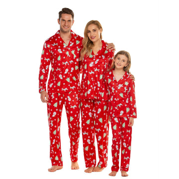 Family Matching Polar Bear Fleece Red Pajamas Sets