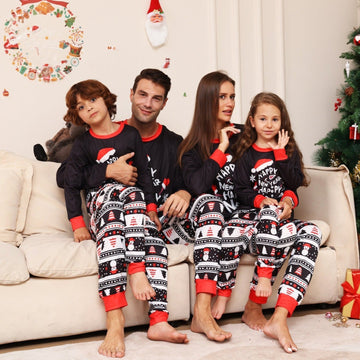Christmas Parent-Child Alphabet Cartoon Printed Pajamas