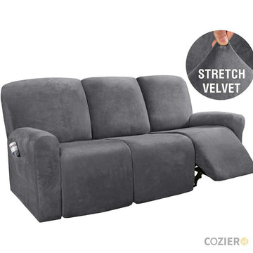 Foula Velvet Solid Color Recliner Cover (3 Seater)