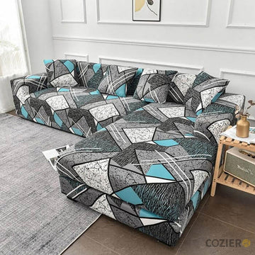 Lares Spandex Print L-Shaped Sofa Cover