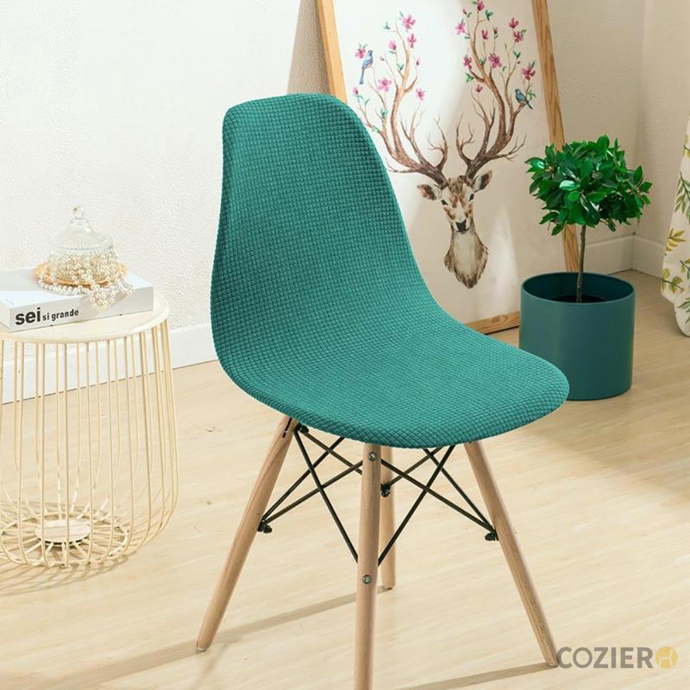 Surah Jacquard Solid Color Armless Shell Chair Cover(Set of 2)