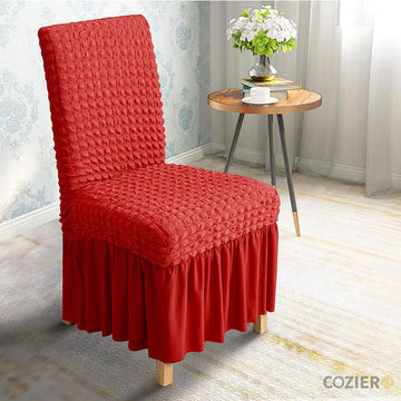 Peise Seersucker Solid Color Dining Chair Cover(Set of 2)