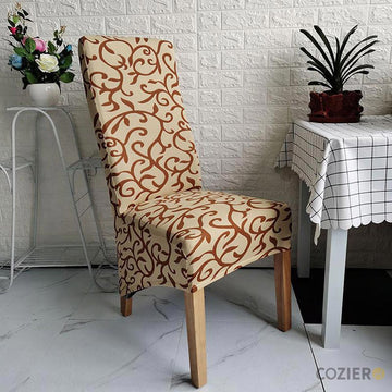 Haulm Spandex Print Long Back Chair Cover(Set of 2)