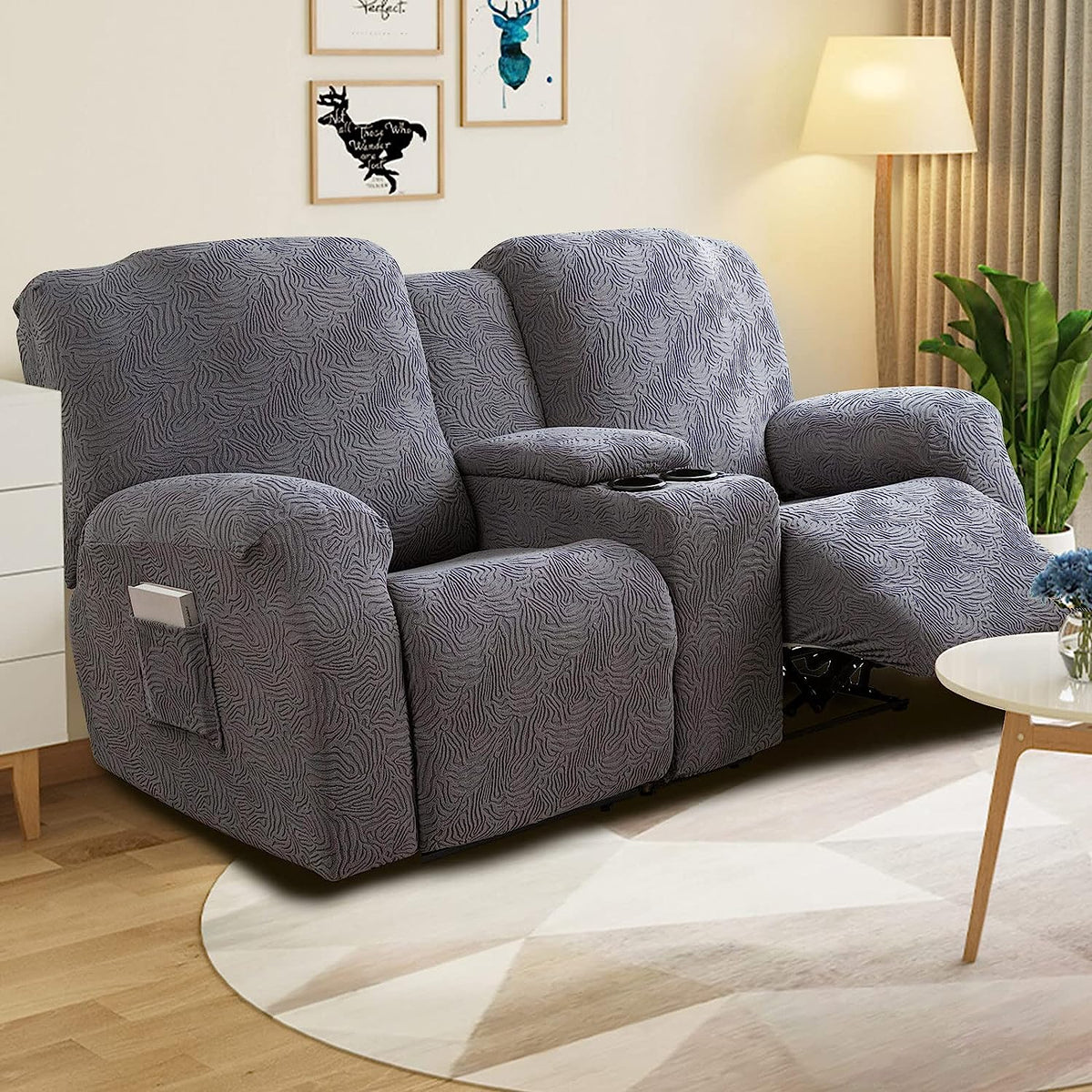 Loveseat Recliner Cover with Center Console Leopard Loveseat Recliner