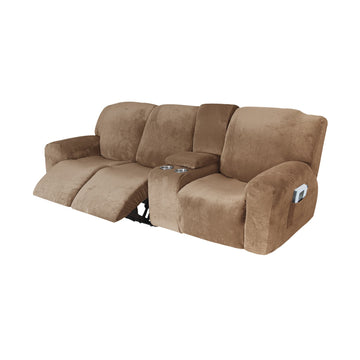 Velvet Recliner Sofa Cover with Middle Console Slipcover For 1/2/3 Seater