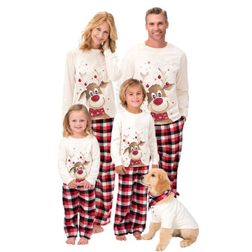 🔥 Family Matching Reindeer Plaid Cotton Pajamas Set