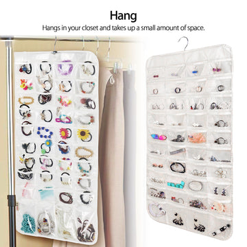 Double Sided Hanging Jewelry Organizer (80 Pockets, 33.5*17 in)