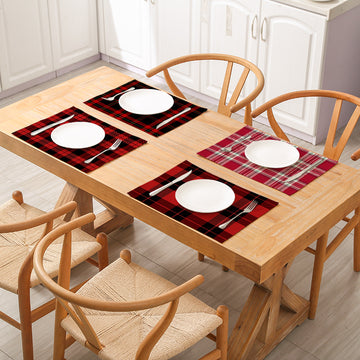 Cotton Plaid Placemats For Dining Table