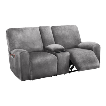Soft Velvet Stretch Recliner Slipcover with Middle Console 8-Piece