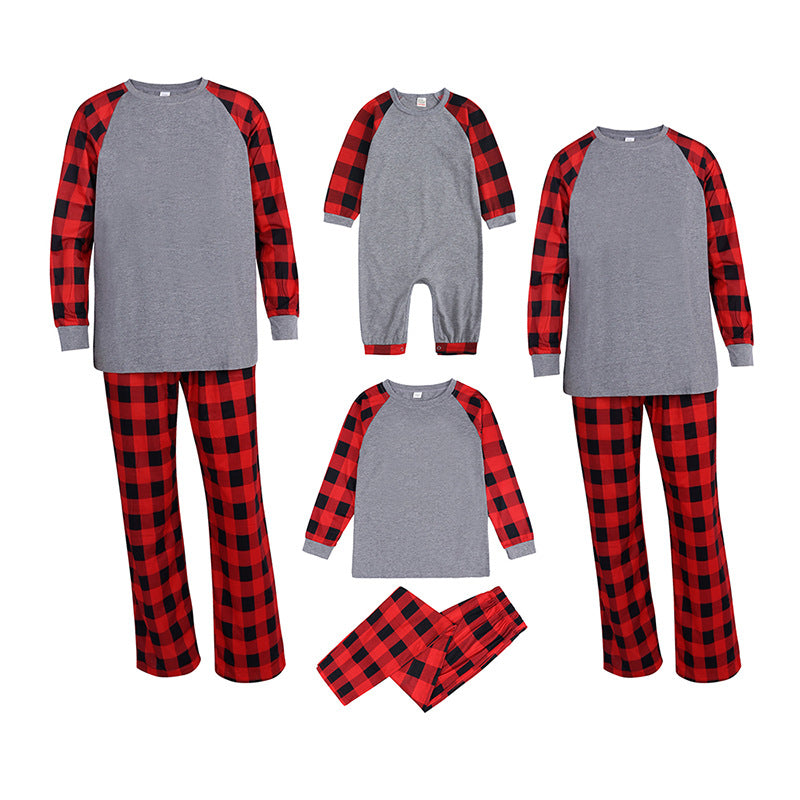 Family Matching Gray Plaid Family Look Pajama Set