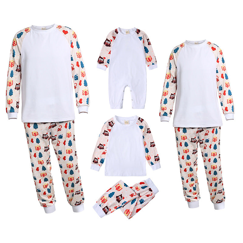 Family Matching Cartoon Solid Color Family Look Pajama Set