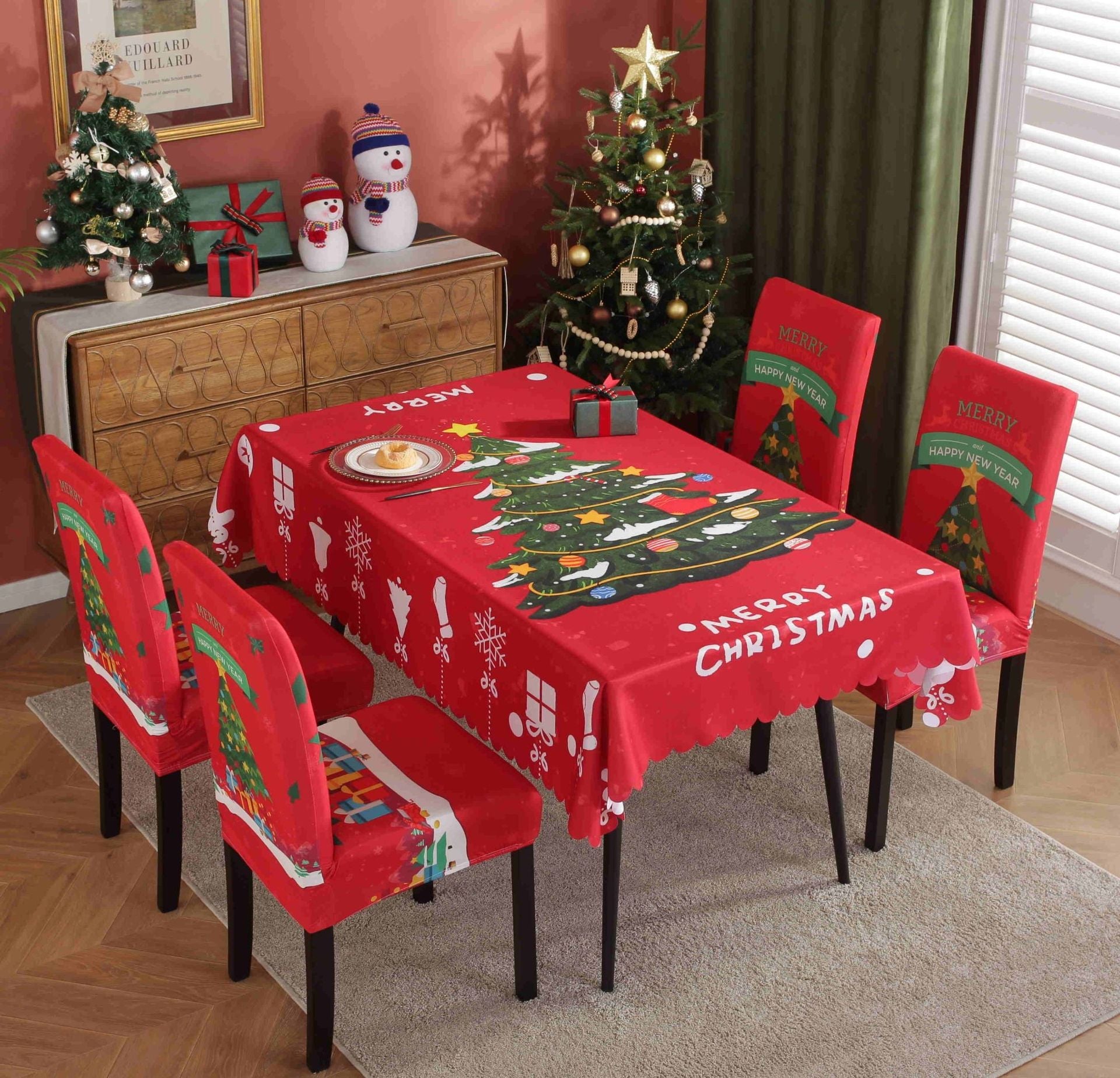 Christmas Tablecloth Chair Cover Set Christmas Decorations