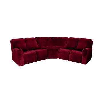 Velvet Corner Sectional Couch Covers 7-Piece for 4 Seat Recliner & 1 Corner Seat