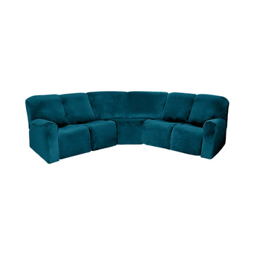 Velvet Corner Sectional Couch Covers 7-Piece for 4 Seat Recliner & 1 Corner Seat