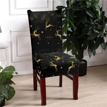 Christmas Holiday Black Deer Dining Chair Covers