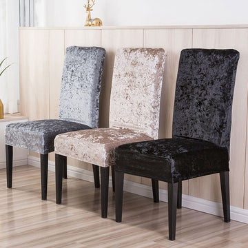 Elegant Velvet Solid Color Dining Chair Cover