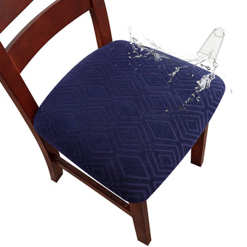 Geometric Jacquard Solid Color Stretch Chair Seat Cover(Set of 2)