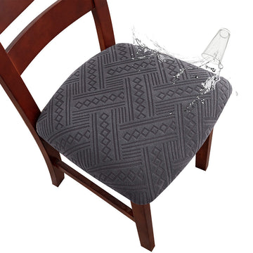Bohemia Jacquard Solid Color Stretch Chair Seat Cover(Set of 2)