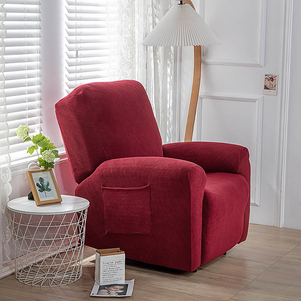 Recliner Slipcover Plaid Fleece Solid Color Stretch Recliner Cover