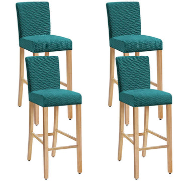 Plaid Fleece Short Back Solid Color Stretch Short Back Chair Cover Set of 2